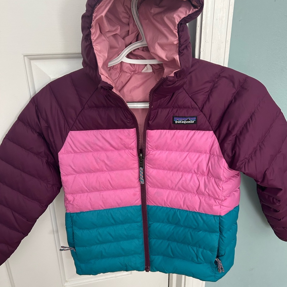 Patagonia Kids Colorblock Jacket in Pink and Plum
